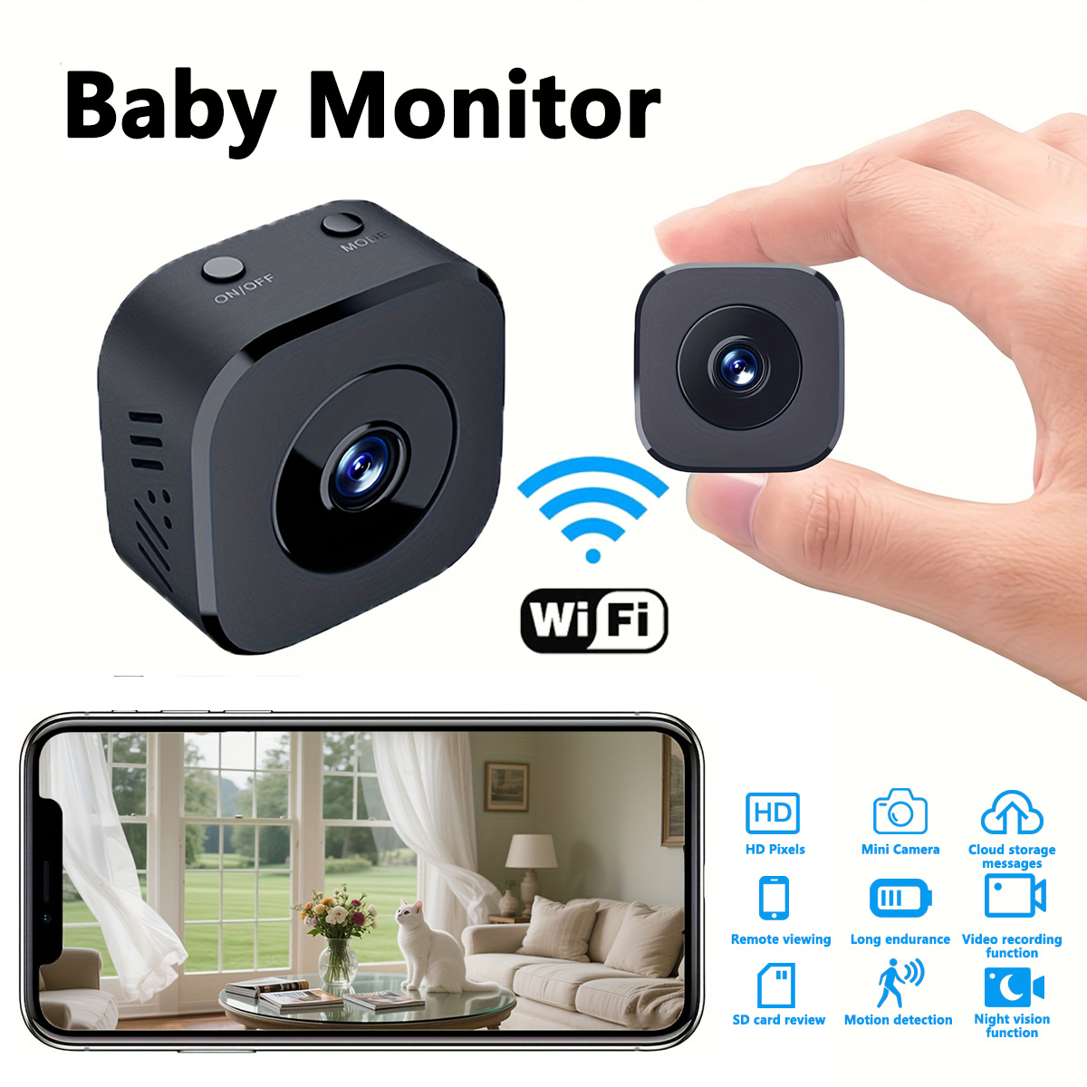 Baby Monitor Sensor - 1080P HD Mini WiFi Camera Indoor