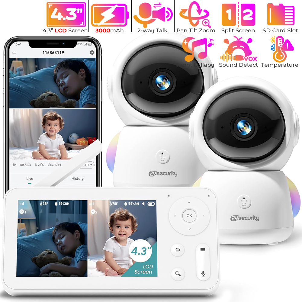 Baby Monitor Sensor - 2K Baby Monitor with 2 Cameras