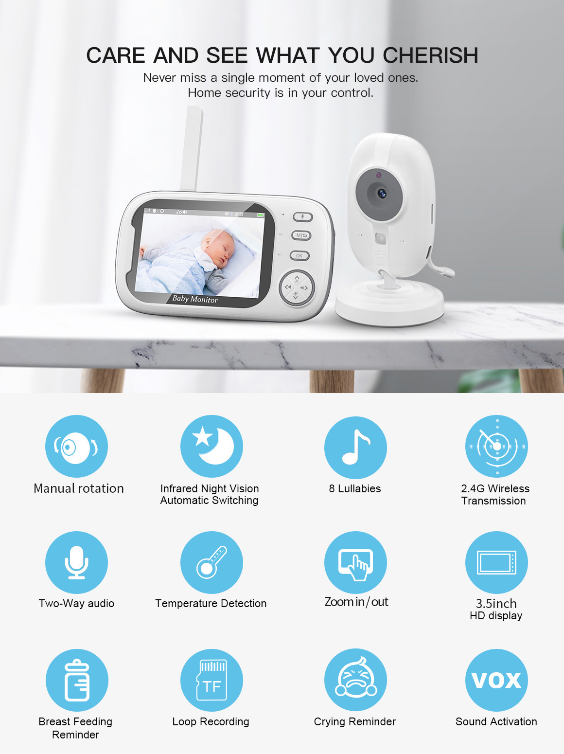 HTMCK 3.5 Inch Baby Monitor wi - Baby Monitor Sensor review and price